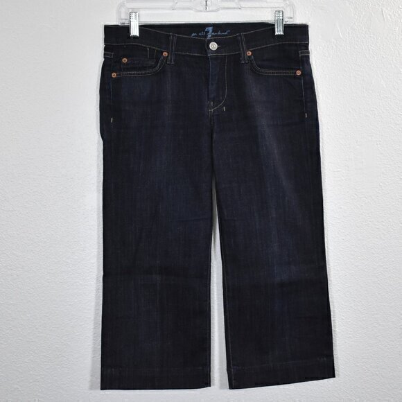 7 For All Mankind Dojo Cropped‎ Jeans Size 28 Dark Blue Gently Used Condition - Picture 1 of 5